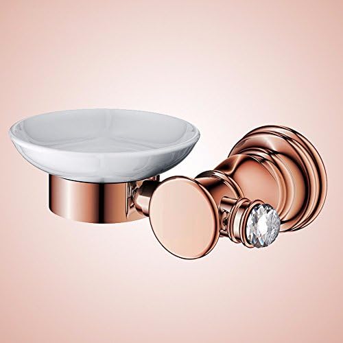 SAEJJ-Glass soap dish, all copper rose gold single round soap dish