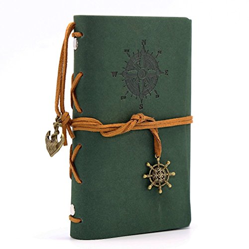 Tinksky Vintage Notizbuch klassische PU Leder Cover Journal Notebook Retro Spirale Ringbuch Tagebuch - 6