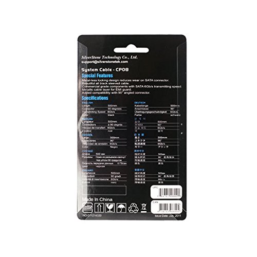 SilverStone SST-CP08 – SATA III Kabel, 6 Gbps,90°, 50 cm, Verschlussmechanismus metall-los - 3