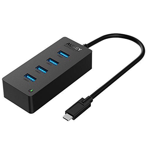 AUKEY USB C Hub auf USB 3.0 * 4 Port Netzwerkadapter für Type C Geräte inklusive dem neue MacBook 2015, Google Chromebook Pixel und usw. Schwarz