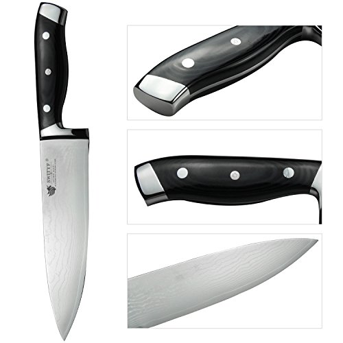 SWITYF VG-10 hochwertige japanische Stahl-Kochmesser, das 205mm lang und mit hohen Kohlenstoffgehalt ist. Das Damaskus-Muster ist wunderschön. DCK-RK - 3