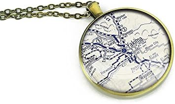 Custom engraved back 1929 vintage Yakima necklace - Bronze map necklace - gift for daughter