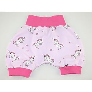 Kurze Einhorn Pumphose Baby Hose Größe 62/68 Mitwachshose