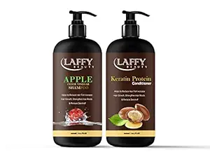 Laffy Apple Shampoo & Keratin Protin Conditioner, Black Seed Oil & Pro-Vitamin B5 - No Parabens, Sulphates, Silicones, Color & Peg - 600 ml
