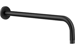 Black Arch Shower Arm, CHSEROK 40 cm Shower Arm Shower Head Extension Arm, Round Shower Arm Made of Stainless Steel, Simple and Elegant for Overhead Shower, Large Shower Heads