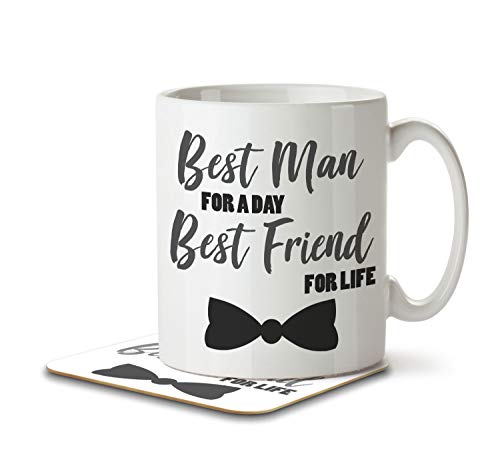 Best Man for a Day, Best Friend for Life (Bow Tie) - Mug and Coaster by Inky Penguin