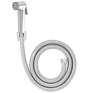 HALOSIS (QUALITY FIRST) Dorvin Health Faucet | ABS Plastic Faucet Head with 1.2 mtr SS-304 Grade Flexible Hose Pipe (Brass Inserts,Chrome Finish), Stainless Steel 304 Tube with ABS Faucet Head