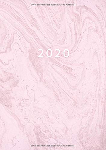 2020: Jan - Dez Wochenplaner | 365 Tage Terminkalender mit Uhrzeit | 1 Tag auf 1 Seite | DIN A5 Format | Marmor Pink
