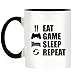 Produktbild Eat Sleep Game Repeat (PS) Design Two-Tone Mug with Black Handle & Inner by 1StopShops