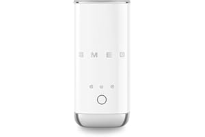 Smeg, Montalatte Elettrico MFF02WHEU, 3 Funzioni Bevanda, Frusta Removibile, Rivestimento Ceramico Antiaderente, 500 W, Bianco