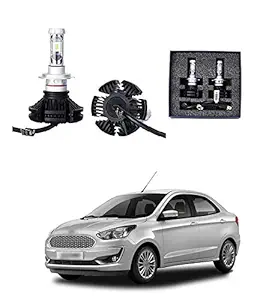 PRIKNIK Car Headlight/Fog Lamp LED Bulb with 3 Color Temperature Films (50W, 6000LM) Compatible with Ford Figo Aspire - White