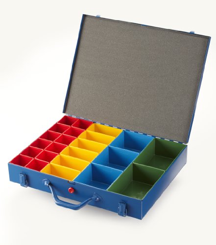 Kleinteilekoffer, Stahlblech, EuroPlus Metall 44/23x63, blau, 23 Einsätze, dicht schließend