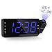 Produktbild TOOGOO Digital Radio Wecker Projektion Snooze Timer Temperatur Led Anzeige USB Lade Kabel 110 Grad Tabelle Wand Fm Radio Uhr (Blau)