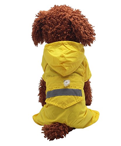 Preisvergleich Produktbild YiJee Haustier Regenmantel Regenjacke Hunderegenmantel Wasserdicht Kleidung mit Reflektierende Streifen Gelb S