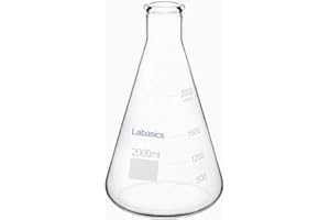 Labasics Erlenmeyerkolben aus Glas, Schmalmund Borosilikatglas Labor Kolben Erlenmeyer Flask mit Robustem Rand - 2L