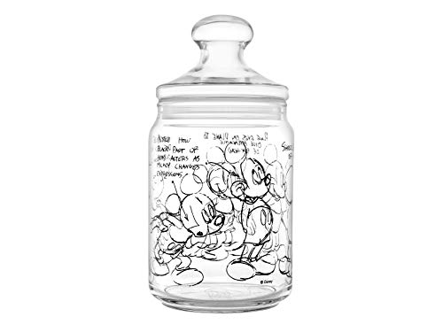 H&H Mickey Heritage Disney Vorratsdose, Glas, transparent/Schwarz, 10.5x21.5 cm