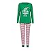 Produktbild Elecenty Damen Nachtwäsche Schlafanzug,Weihnachten Pyjama Paar Familie Frauen Langarm Streifen Herren Christmas Bluse Hose Set Rundhals Lang Hosenanzug Sleepwear (L, Grün Damen)