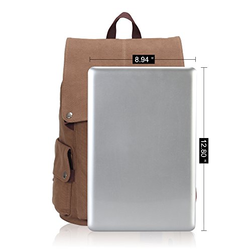 Veevan Damen Herren Retro Canvas Laptop Rucksack 15,6 - 8