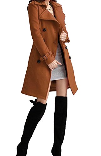MEDIA WAVE store Trench Donna Pure Cappotto Lungo Taglio Classico Doppiopetto Giacca (Beige, XL)