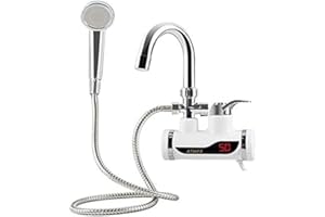 Antdau71 - Riscaldatore Istantaneo Acqua Calda Rubinetto Elettrico per Doccia Cucina Bagno con Display Della Temperatura e Senza Serbatoio Con Attacco A Muro Cw721