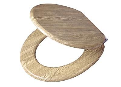 Tiger 252022546 Steigerhout Abattant WC avec système d'abaissement automatique Motif bois effet naturel