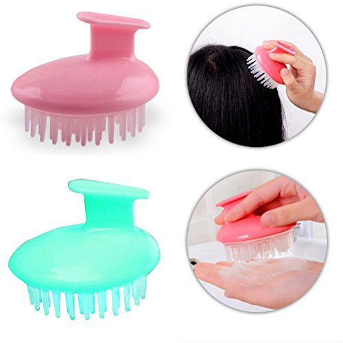 sumaju Kopf Dusche Massagegerät, Shampoo Kopfhaut Reinigung Kamm Massage Scrub Haar Bürste rose - 5