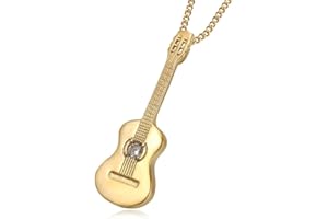 BOBIJOO JEWELRY - Colgante De Collar De La Mujer El Hombre De La Guitarra De Acero Dorado Chapado En Oro Brillante Diamante + Cadena