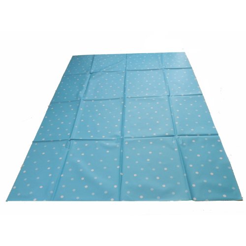 Large Highchair No Mess Splash Mat/Table Protector -Aqua Blue With White Polkadots