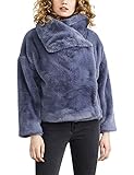 bench funnel neck fleece kinder Für einfaches Anziehen NEVEREVEN Damen Funnel Neck Faux Fur Cropped Jacket Kunstfellmantel, Lone Wolf, Mittel