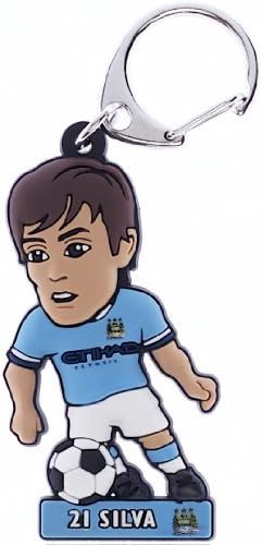 Manchester City FC Gift David Silva Officially Licensed SoccerBuddies Collectable Man City Football Gift Keyring Keychain - Fantastic quality 2D embossed PVC - FREE UK DELIVERY