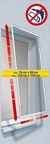tesa Fliegengitter für Fenster, Alurahmen, stufenlos verstellbar, Abmessungen 70cm bis 120cm in der Breite und 80cm bis 140cm in der Höhe - 6