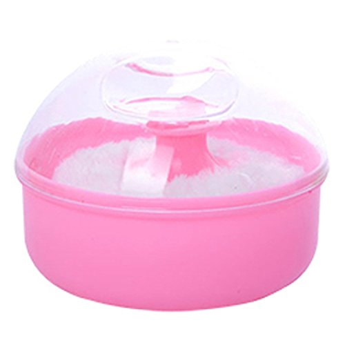 Lusee® Baby Safety Face Body Cosmetic Powder Puff Sponge Box Case Container Talcum Powder Box Powder Puff Baby Supplies Dusting Powder Box (Pink)