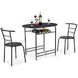 【Modernes Design】Die Sitzgruppe ist mit einer stilvoller Holzplatte und den röhrenförmigen Metallbeinen in einer Auswahl der zeitgenössischen Farben. Mit dem modernen Stil und kompakten Größe passt die Speisegruppe perfekt in jedem Platz.