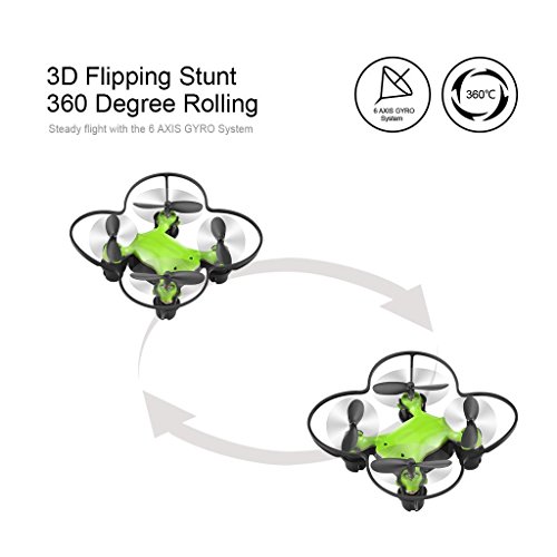 Virhuck Volar-360 MINI Drone Christmas Gifts Presents, 2.4G 4CH 6Axis Gyro Headless Mode, Multicolor LED Lights, One Key Return Mode Mini Drone RC Quadcopter Helicopter - Green