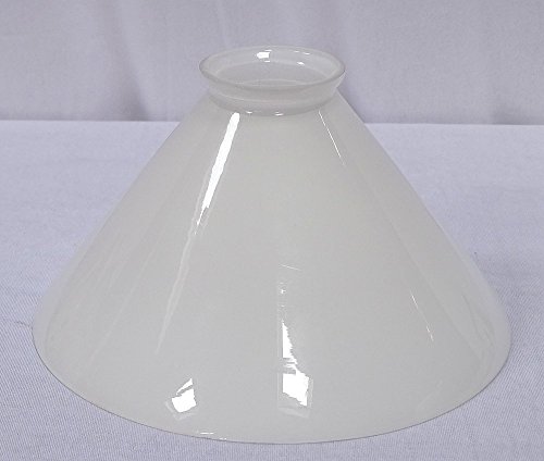 Konischer Lampenschirm im Art Deko Stil, Glasschirm, milchig Weiß 19,5 cm