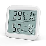 ☃【°C / °F Schalter 】 - Ein Knopf auf der Rückseite des Thermometers. Drücken Sie kurz, um von Celsius auf Fahrenheit umzuschalten. Lang drücken, um die Max/Min temperaturwerte zu löschen.