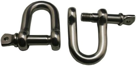 Amanaote 304 Stainless Steel Shackle Standard Size M10 Screw Pin D Anchor Shackle D Ring Rigging Hardware(Pack Of 2)