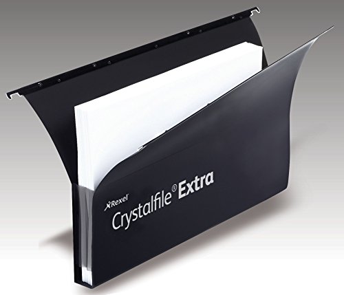 Rexel Crystalfile Extra Secura Foolscap Suspension Files 30 mm Black (20 Pack)