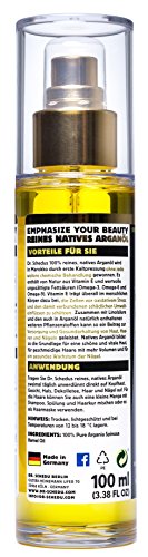 1x Dr. Schedu Berlin 100% reines natives marokkanisches Arganöl, ungeröstet, erste Kaltpressung & ohne jede chemische Behandlung, für Haare, Gesicht, Haut, und Nägel,100ml, silikonfrei und tierversuchsfrei, made in Germany! - 2