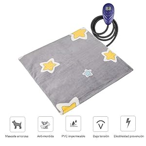 Zacro Manta Eléctrica para Mascota Calefacción,Almohadilla de Perros o Gatos,Alfombra de Calefacción de Franela,25℃/77℉ a 55℃/131℉,Cable de Anti-Masticación,19.7 * 19.7 Pulgadas