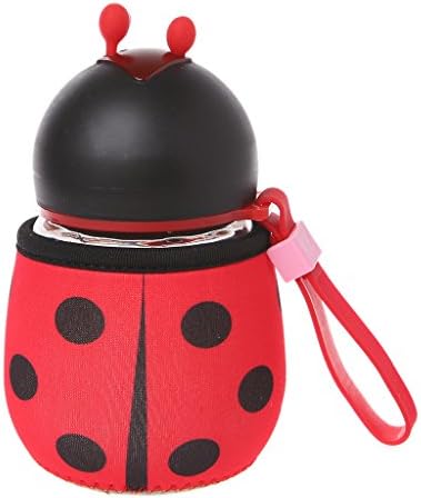 Lamdoo Creative Protable Bee Ladybug Water Bottles Glass Drink Cup Outdoor Kids Gift Red Ladybug