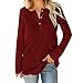 Produktbild Floweworld Damen Einfarbig Tunika Herbst lose Lange Hülse V-Ansatz T-Shirt Button Alltag Einfach Wilde T-Shirt Pullover Tops