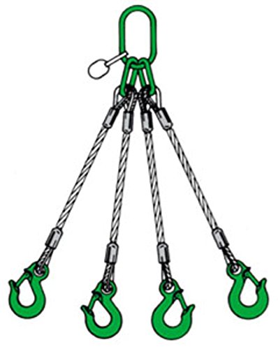 4-strängiges Drahtseilgehänge, einerseits Ring, andere Seite Ösenhaken, NL=1 m, Tragfähigkeit: 1,45 t / 1,05 t - 2