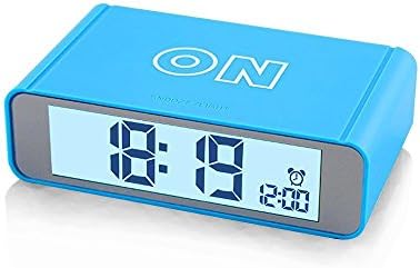 Flip Alarm Clock,Famicozy Nightstand Travel Alarm Clock for Boys Kids Children Teens Travelers,Turn Alarm On/Off by Flip,Repeating Snooze,Soft Sensor Nightlight,12/24h Display,Blue