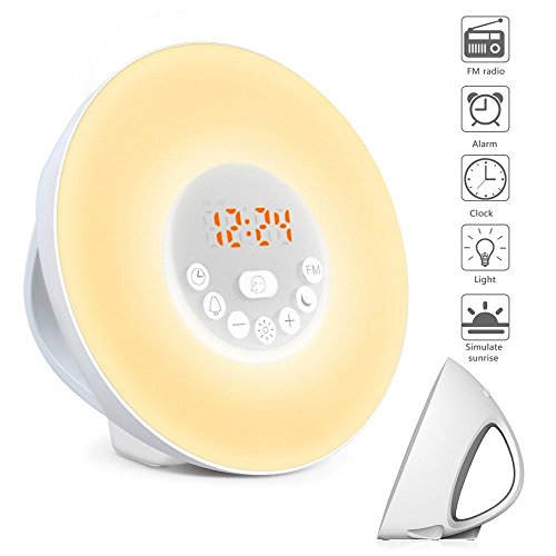 Wecker Geschenke Wake Up Light Lichtwecker ,7 Wecktöne (6 Naturklänge und UKW-Radio), 7Farben, 10 Dimmstufen, Sonnenaufgangssimulation, Nachtlicht mit UKW-Radio, Wecker mit Licht ,ein Geschenk für Frauen, Männer, Freunde ,Kinder oder Erwachsene(6640) - 2