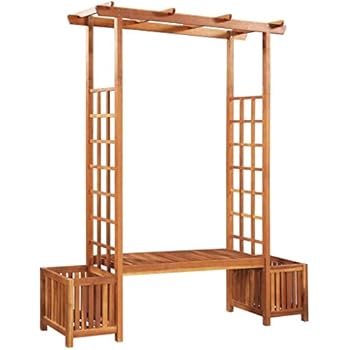 Festnight Garten-Pergola mit Bank und Blumenkasten | Gartenbogen mit