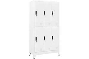 Norheim Taquillas vestuarios,Taquillas Metálicas, Vestuario, Armario de Acero, Armario con 6 Taquillas de Acero Armarios de Almacenaje 90x45x180 cm Blanco
