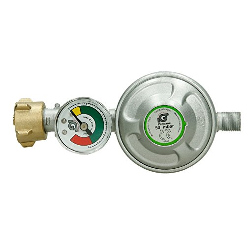 ECD Germany 50 mbar Druckminderer mit Manometer Gasdruckregler + 40 cm Mitteldruck-Propanschlauch Gasdruckschlauch Gasschlauch - 4