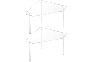 BIGUD Estante De Esquina, 2 Estantes De Esquina De Acrílico para Maquillaje, Organizador De Mostrador De Baño Triangular, Estantes De Vidrio Resistentes, Estantes De Ducha De Esquina Estables