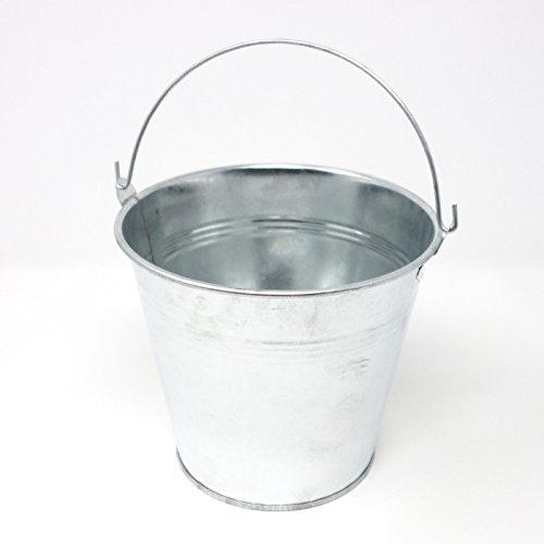 Verzinkter Blech Metalleimer mit Henkel, Dekoeimer. D oben außen 15cm, H 13cm. 1 Stück - 2